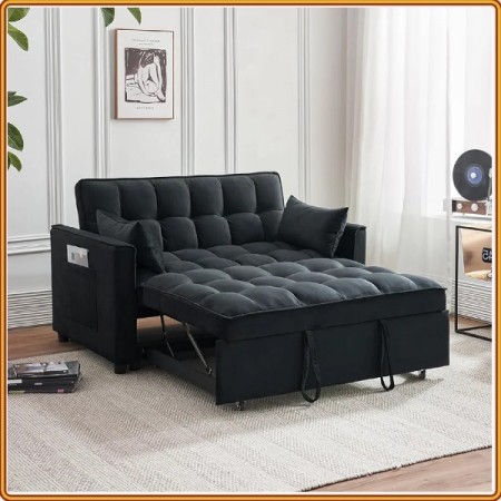 Merax - Black : Ghế Sofa Ngã Thành Giường + Đa Chức Năng